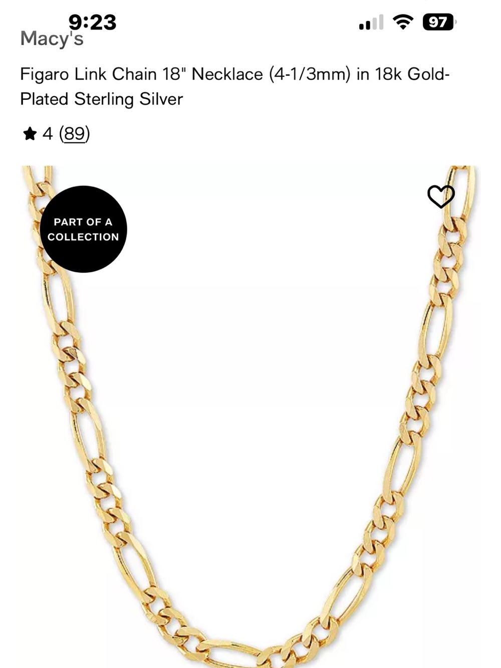 NWT Figaro unisex 18k gold plated Sterling silver